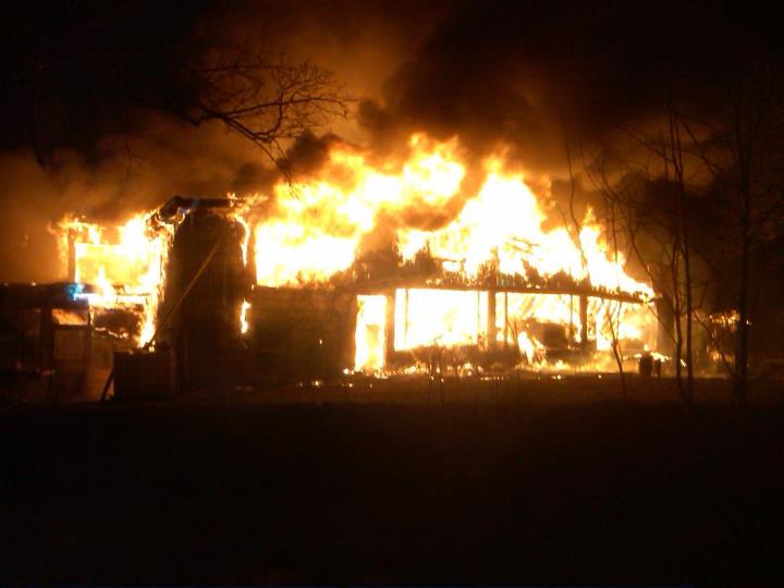 House Fire at night